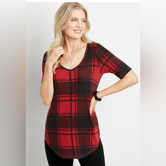 NWOT—24/7 Red Buffalo Plaid Flawless Tee—3X - Picture 8 of 8
